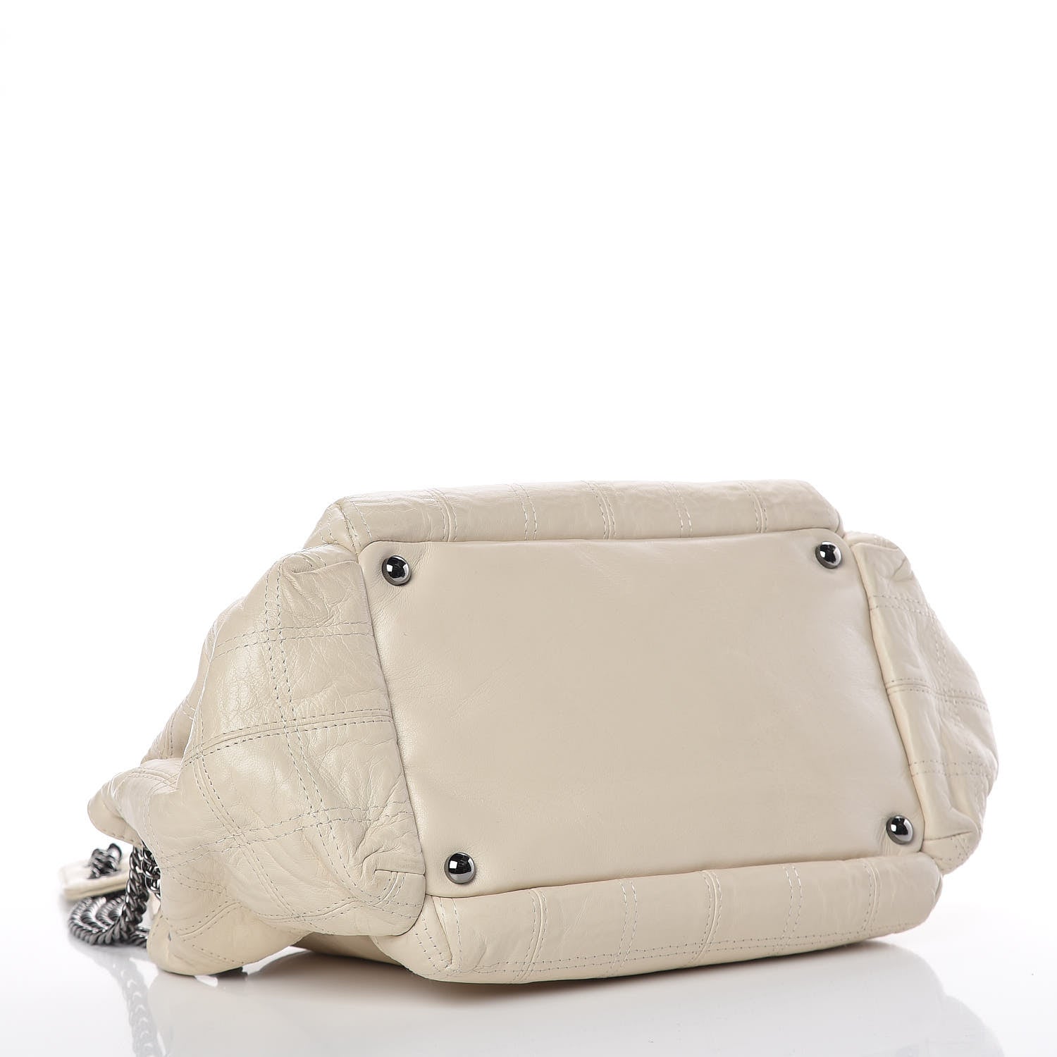 Chanel Lambskin Square Stitched Lax Accordion Hobo White 4 of 11