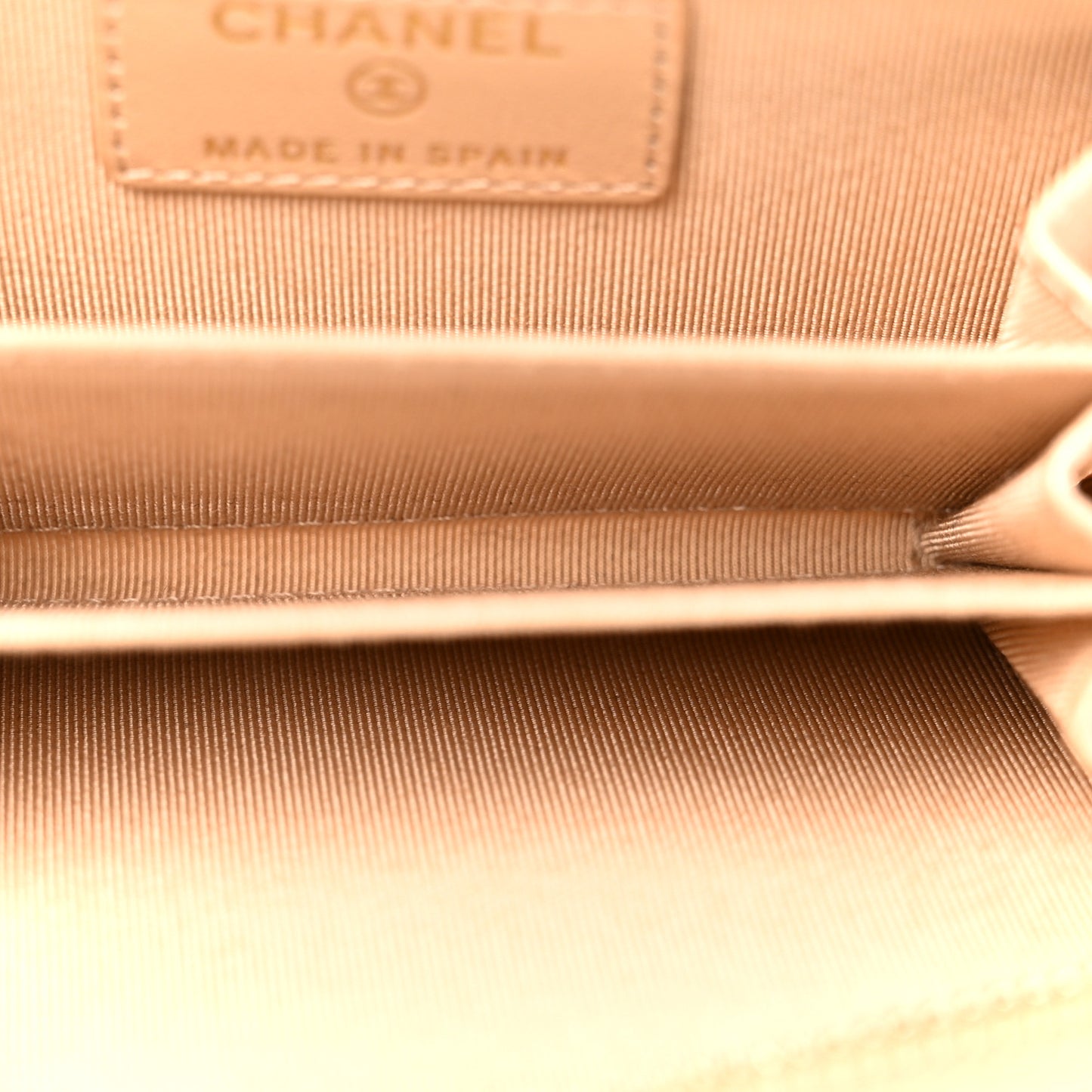 Iridescent Caviar Quilted Zip Around Coin Purse Beige