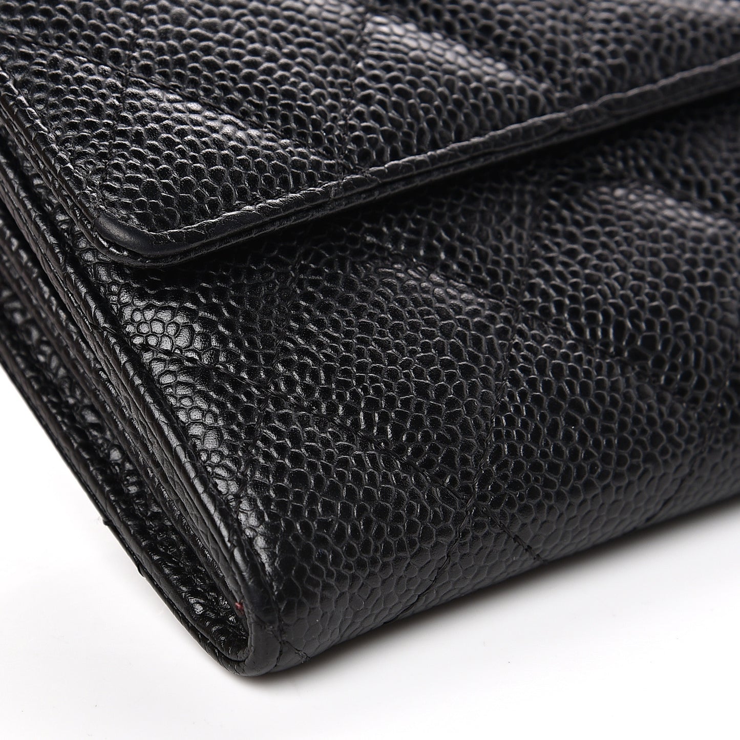 Caviar Quilted Large Gusset Flap Wallet Black