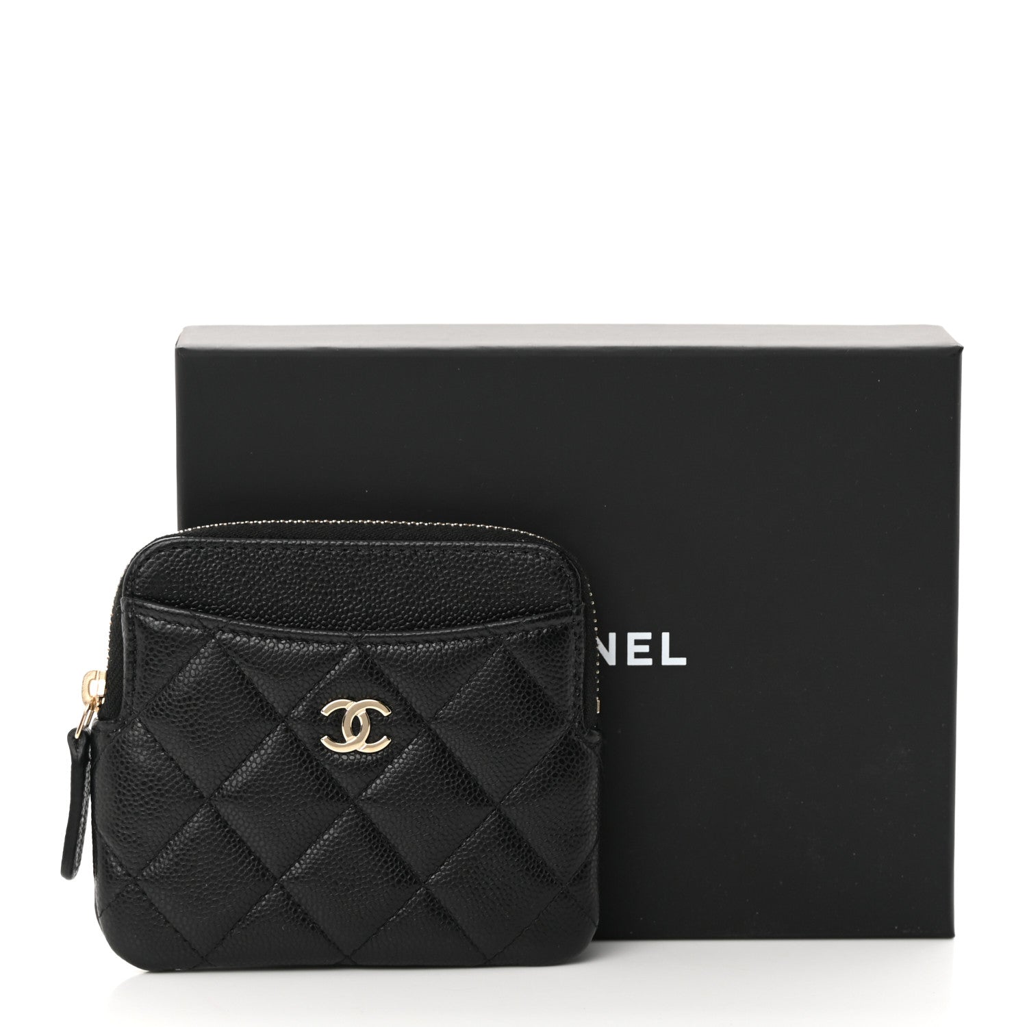 Chanel Caviar Quilted Zip Card Holder Wallet Black 10 of 10