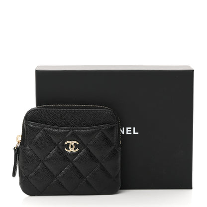 Chanel Caviar Quilted Zip Card Holder Wallet Black 10 of 10