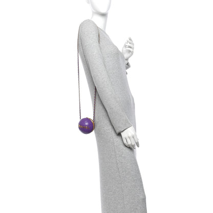 Chanel Lambskin CC Minaudiere Sphere Chain Clutch Purple 2 of 11