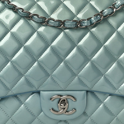Chanel Patent Quilted Maxi Double Flap Light Blue 8 of 10