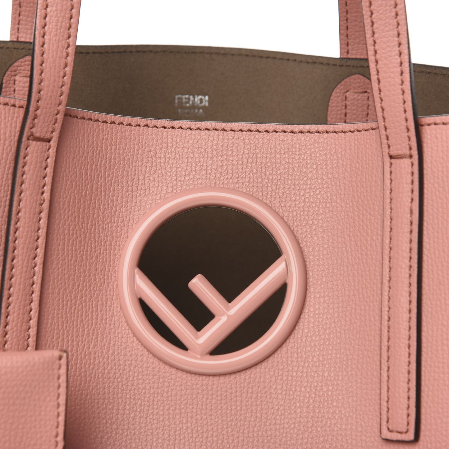 Vitello Vienna Enamel F is Fendi Shopping Tote Macaron Taupe