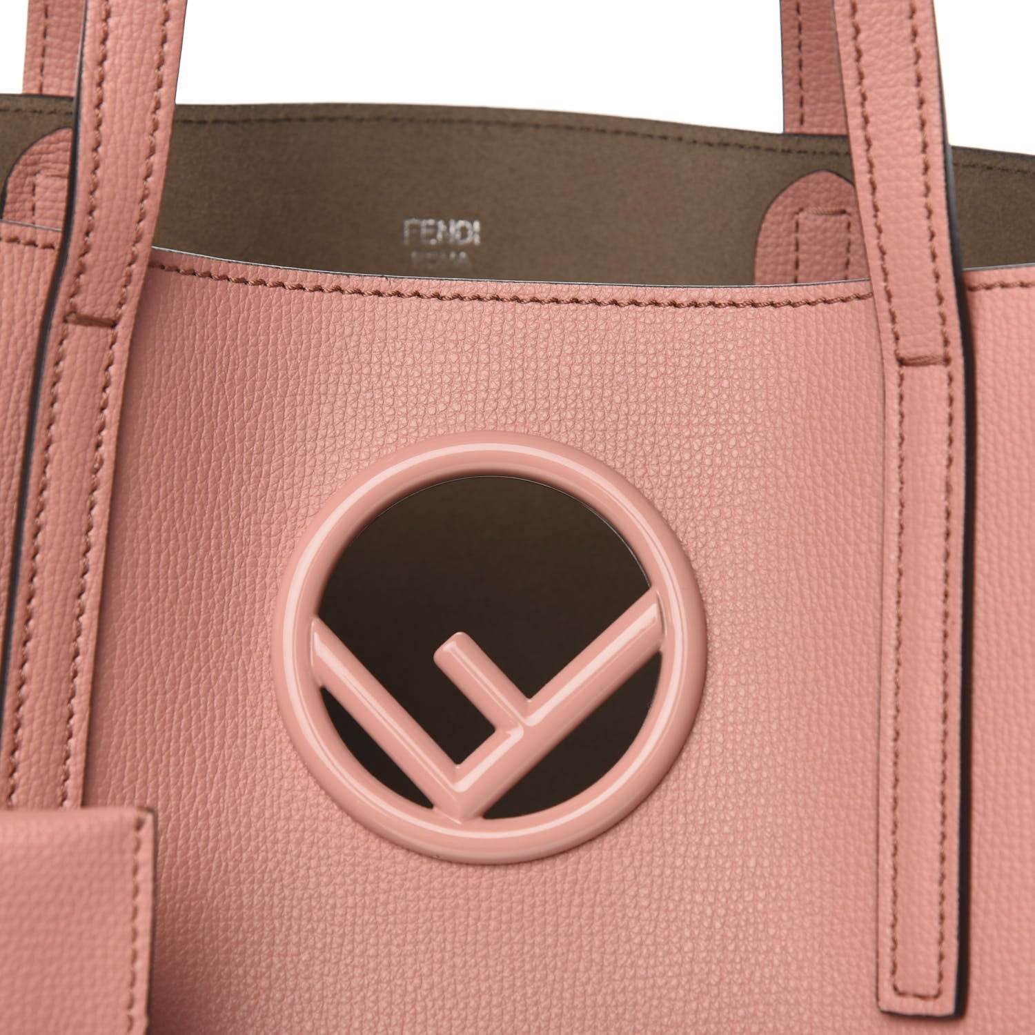 Fendi Vitello Vienna Enamel F is Fendi Shopping Tote Macaron Taupe 11 of 11