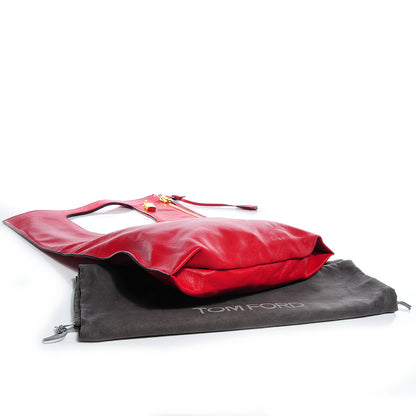 Tom Ford Calfskin Alix Padlock Zip Shoulder Bag Flame Red 5 of 9