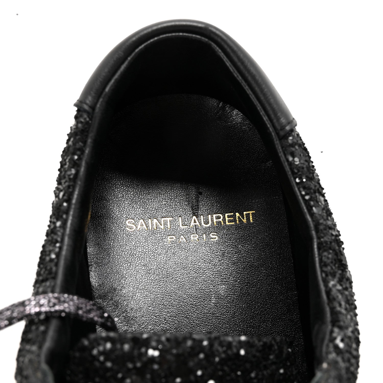 Saint Laurent Calfskin Crystal Glitter Andy Sneakers 38.5 Black 16 of 20