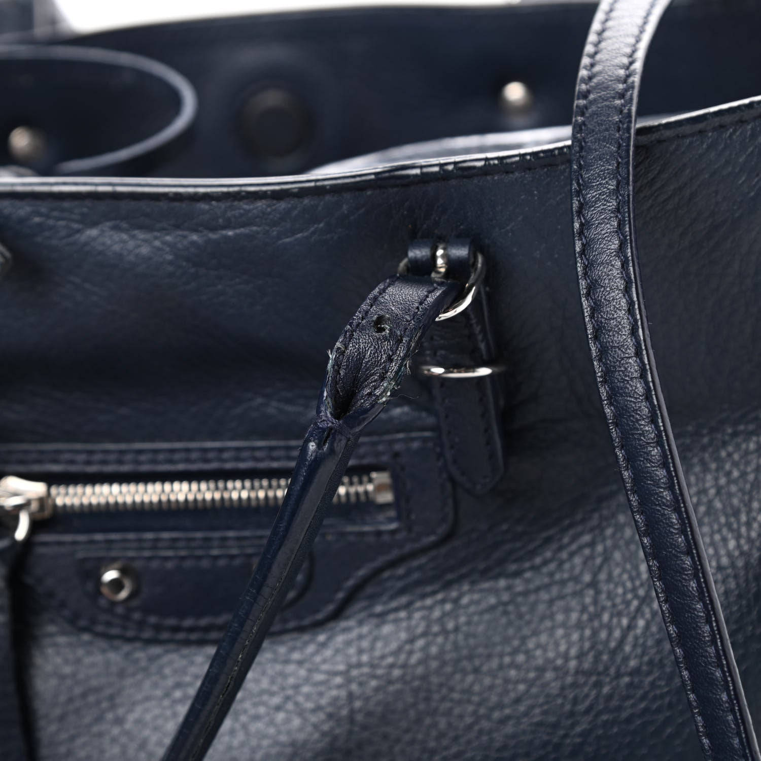 Balenciaga Veau Papier A6 Zip Around Tote Bleu Nuit 14 of 15