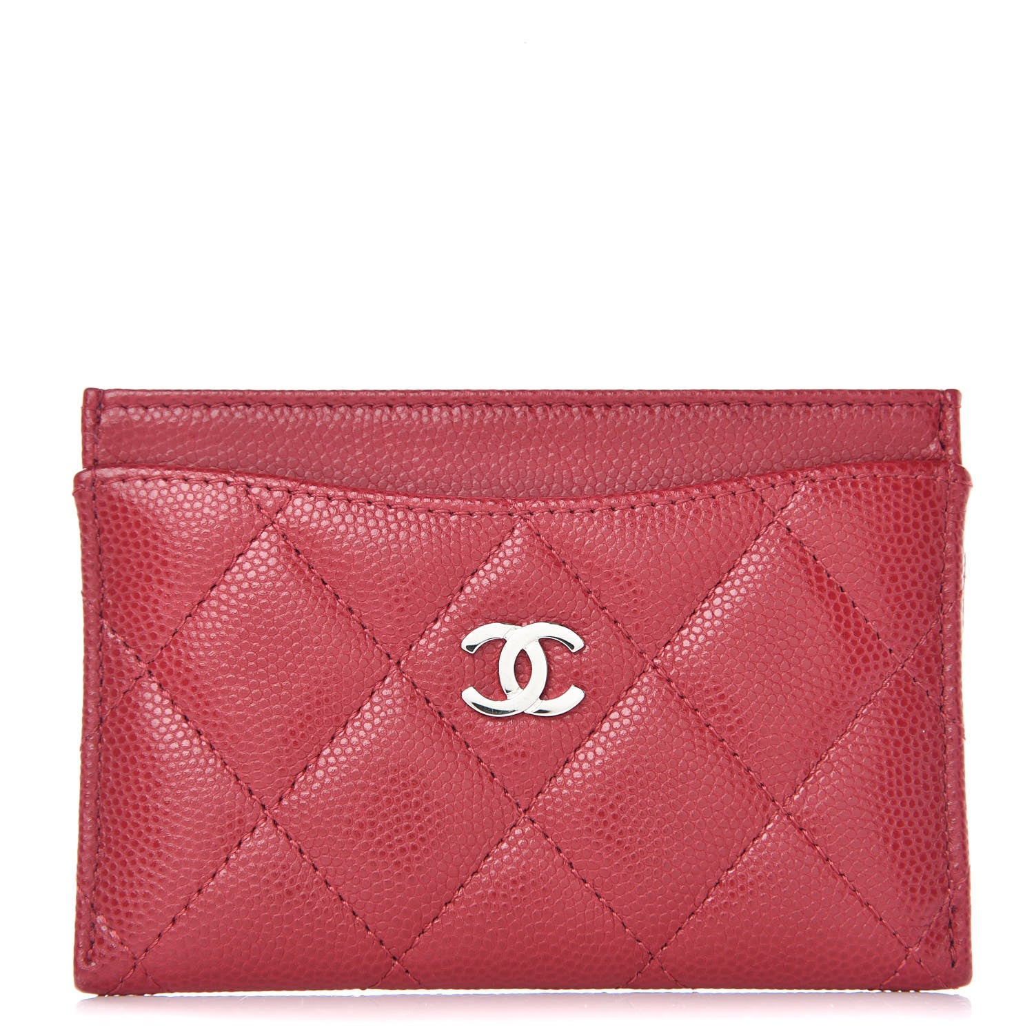 Chanel Caviar Quilted Card Holder Dark Red 1 of 9