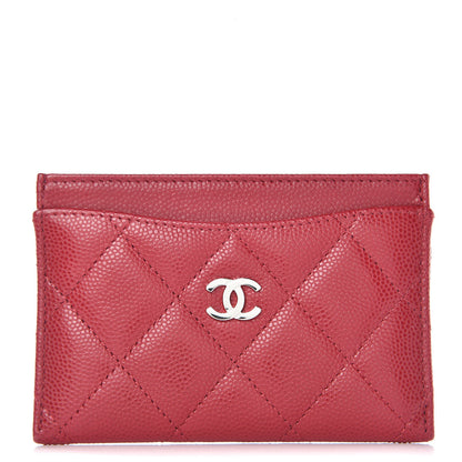 Chanel Caviar Quilted Card Holder Dark Red 1 of 9