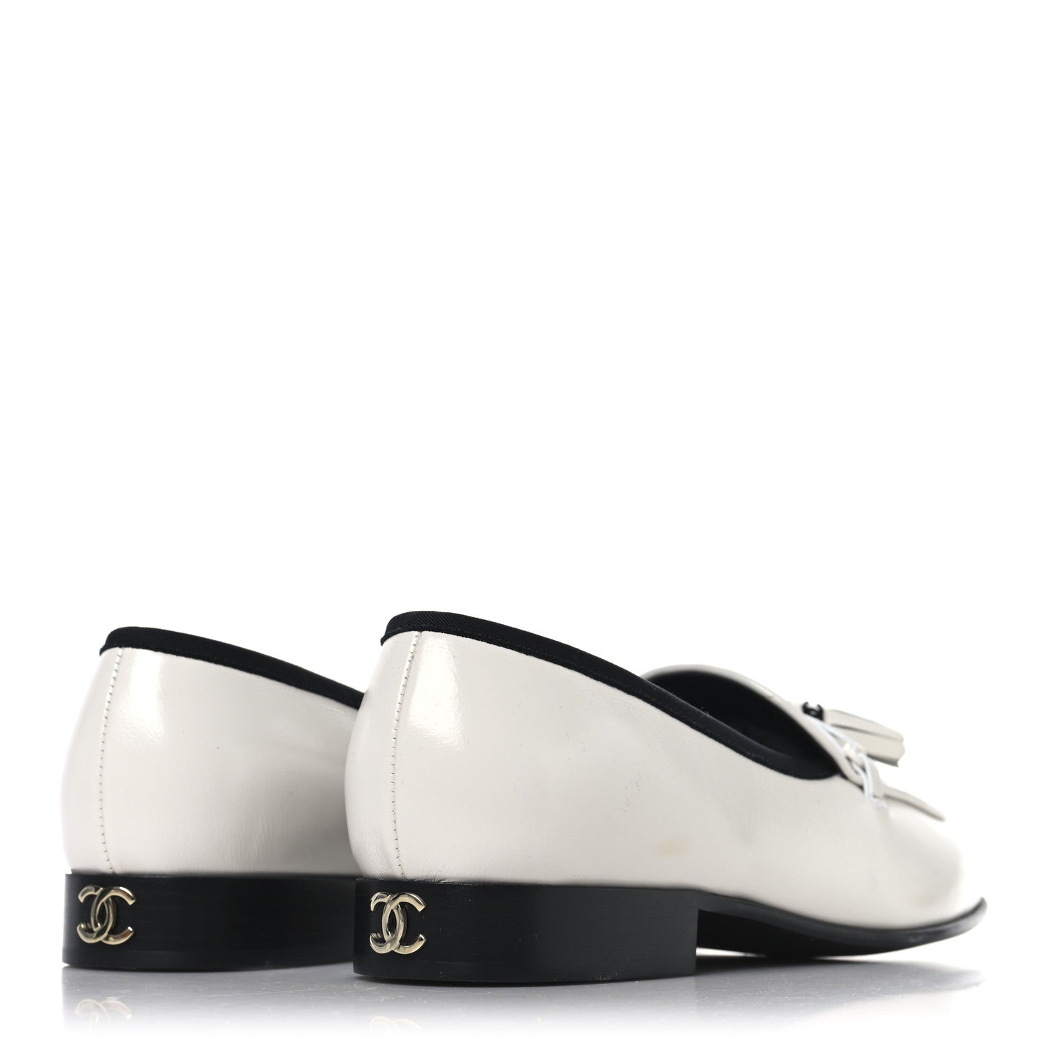Chanel Calfskin Tassel Moccasin Loafers 38.5 White 5 of 9