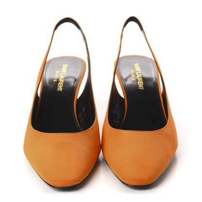 Saint Laurent Satin Kiki Slingback Pumps 38 Orange 2 of 10