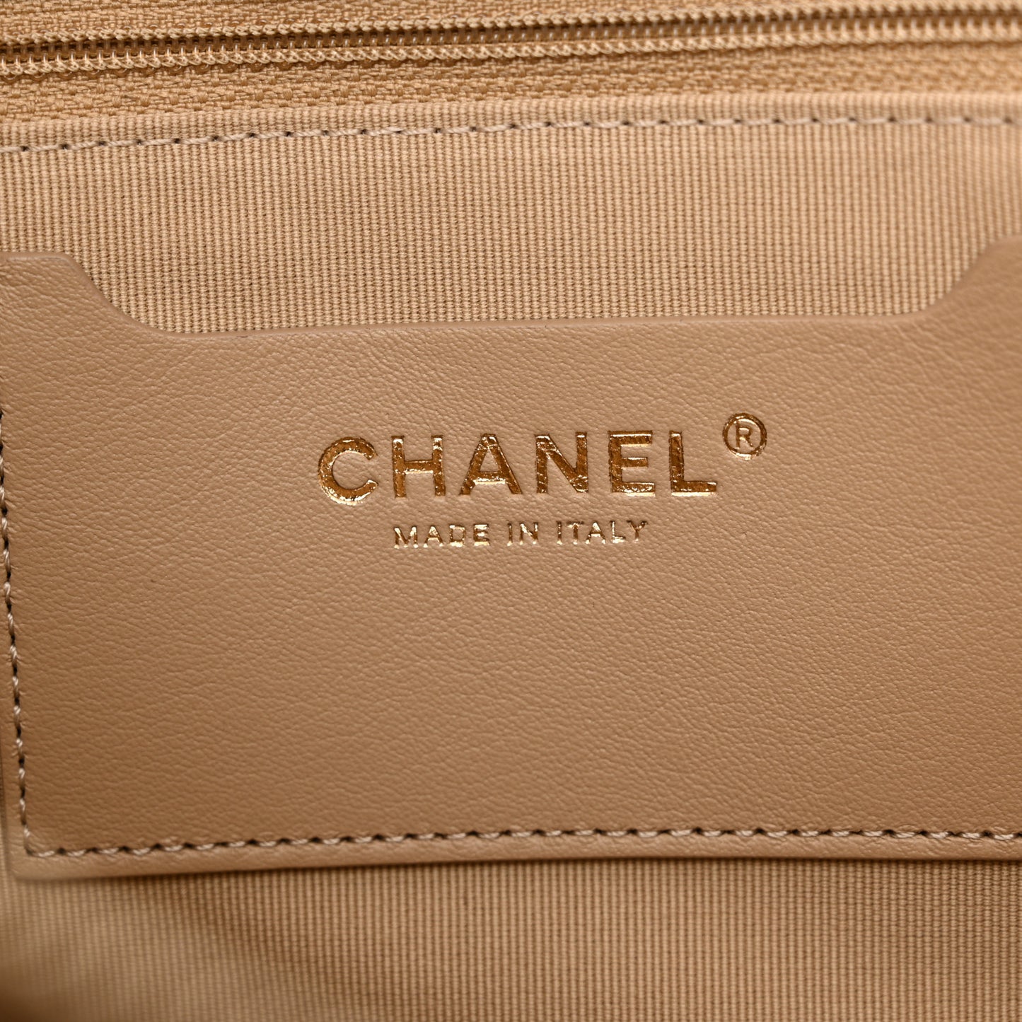 Shiny Caviar Quilted Chain Handle Shopping Tote Beige