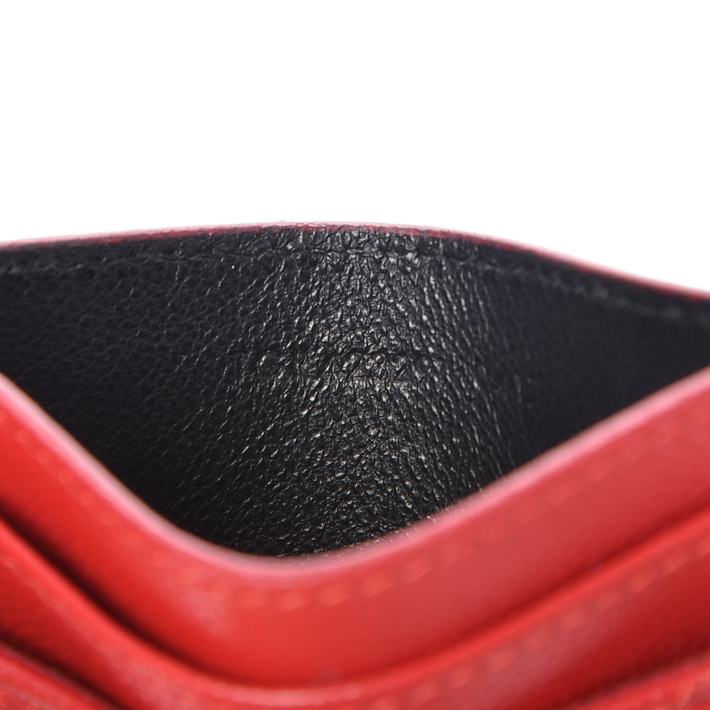 Grain De Poudre Matelasse Chevron Monogram Credit Card Case New Red