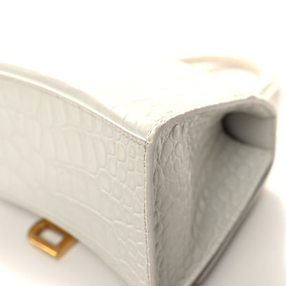 Balenciaga Shiny Calfskin Crocodile Embossed Small Hourglass Top Handle Bag White 12 of 15