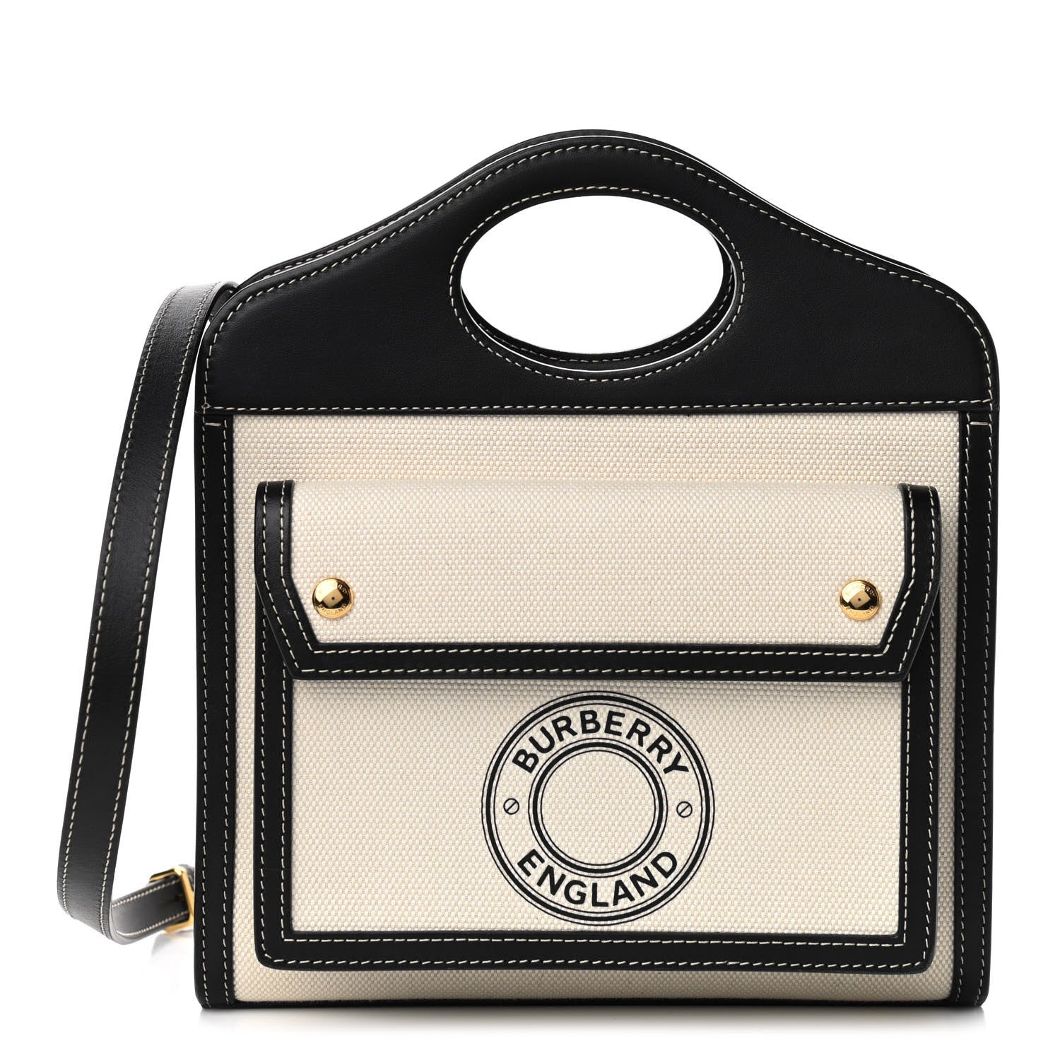 Burberry Canvas Smooth Calfskin Two Tone Mini Pocket Bag Black 2 of 16