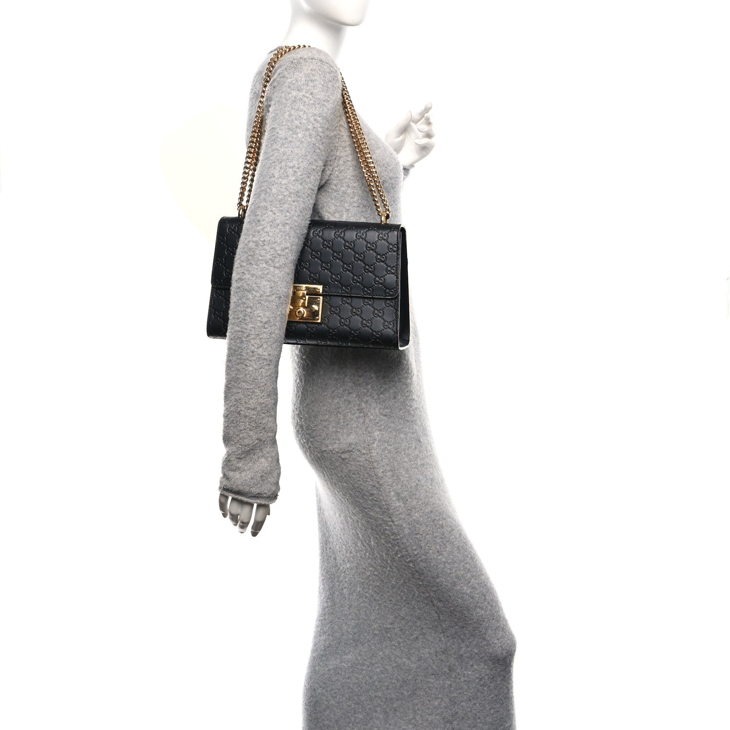 Gucci Guccissima Medium Padlock Shoulder Bag Black 2 of 10
