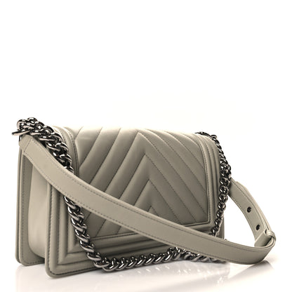 Chanel Lambskin Chevron Medium Boy Flap Grey 3 of 10