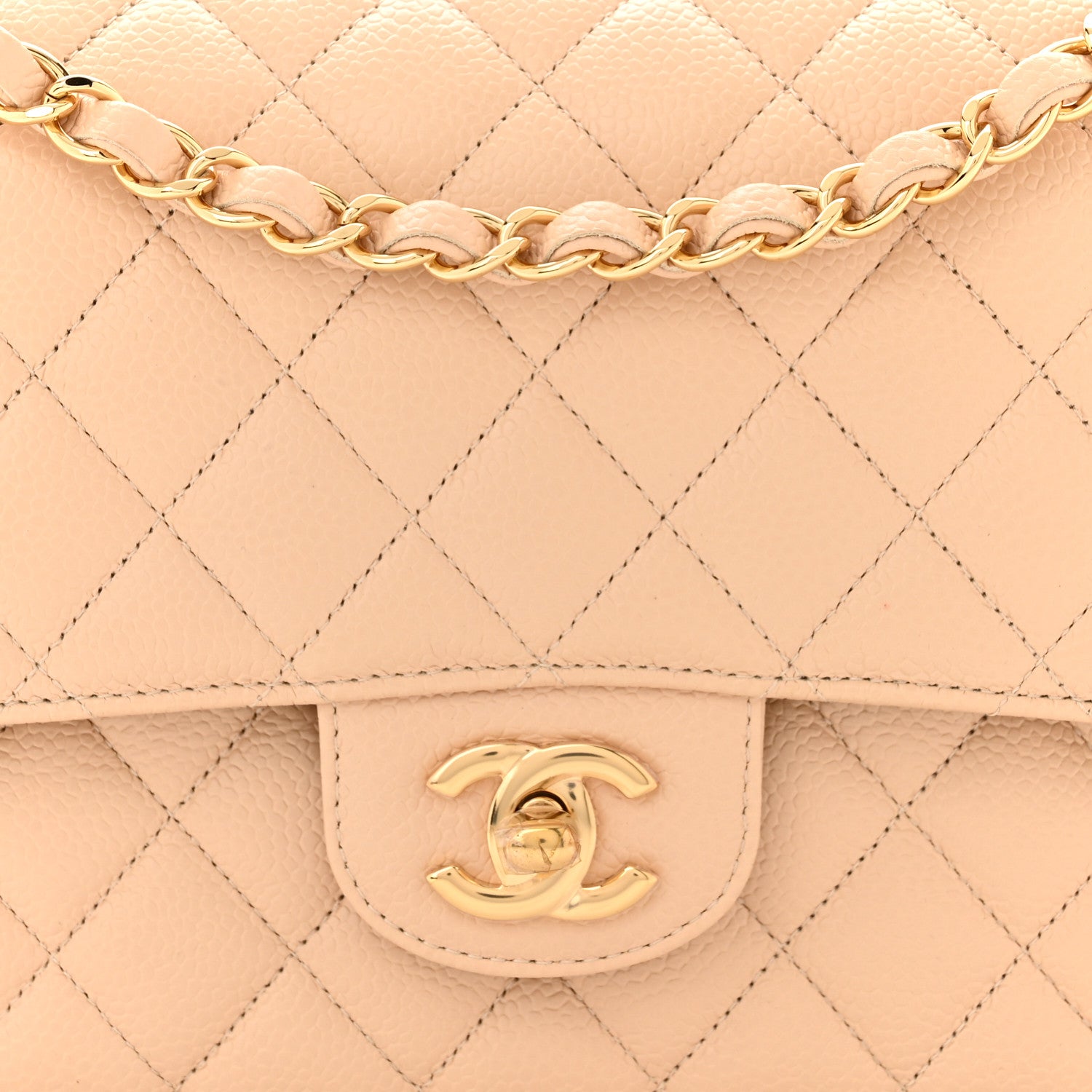 Chanel Caviar Quilted Medium Double Flap Beige 7 of 9