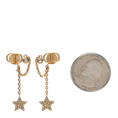 Christian Dior Crystal Star CD J'Adior Dangle Earrings Gold 2 of 5