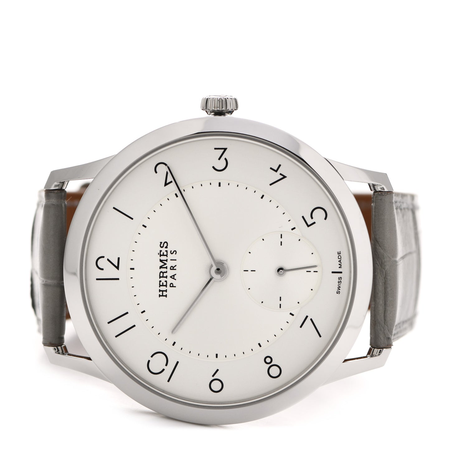 Stainless Steel Alligator 39.5mm Slim d'Hermes Automatic Watch Etoupe