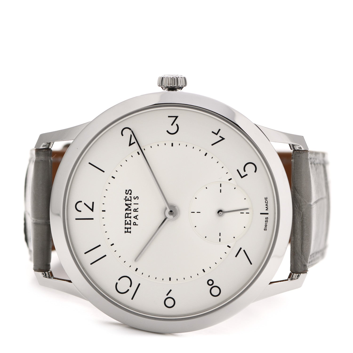 Hermes Stainless Steel Alligator 39.5mm Slim d'Hermes Automatic Watch Etoupe 2 of 6