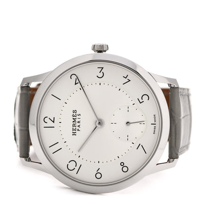 Hermes Stainless Steel Alligator 39.5mm Slim d'Hermes Automatic Watch Etoupe 2 of 6