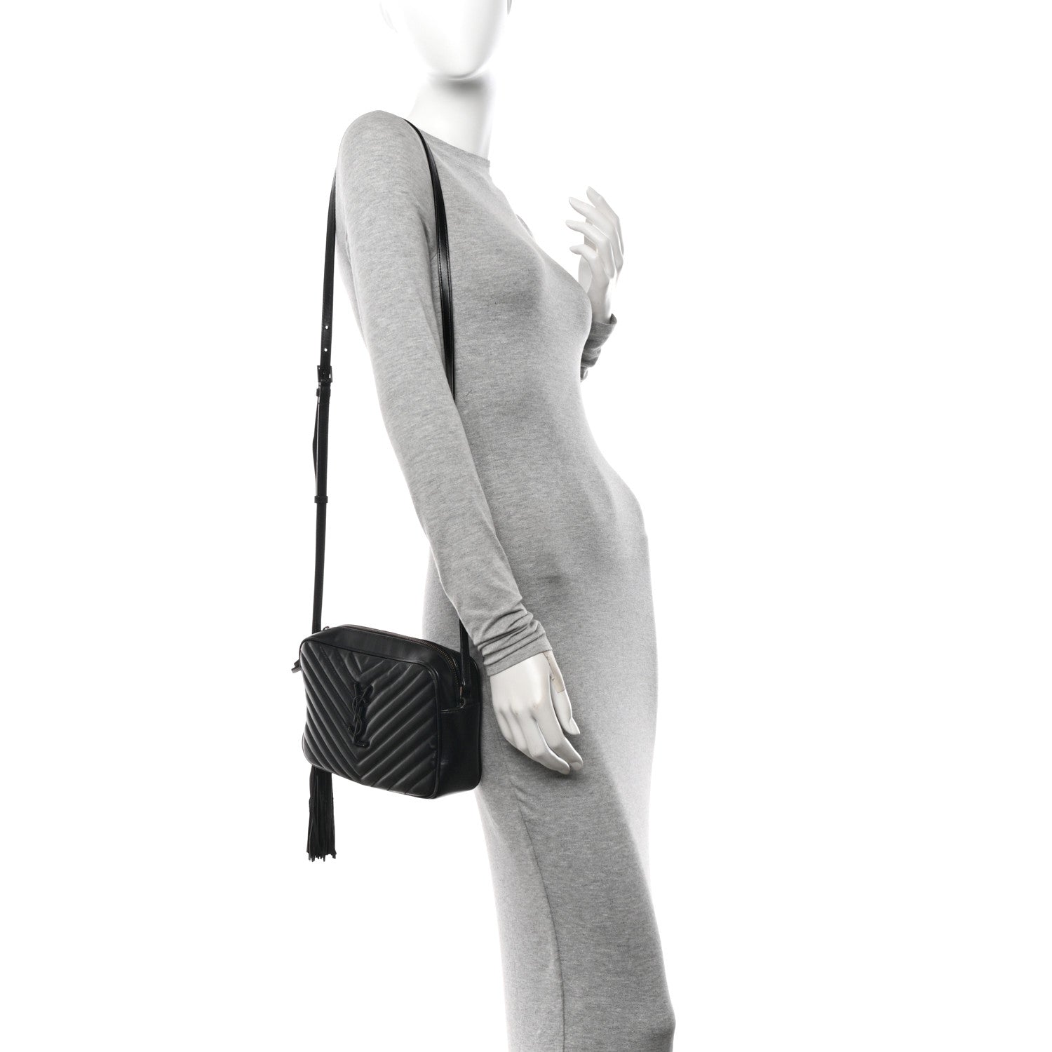 Saint Laurent Calfskin Matelasse Monogram Monochrome Lou Camera Bag Black 2 of 19