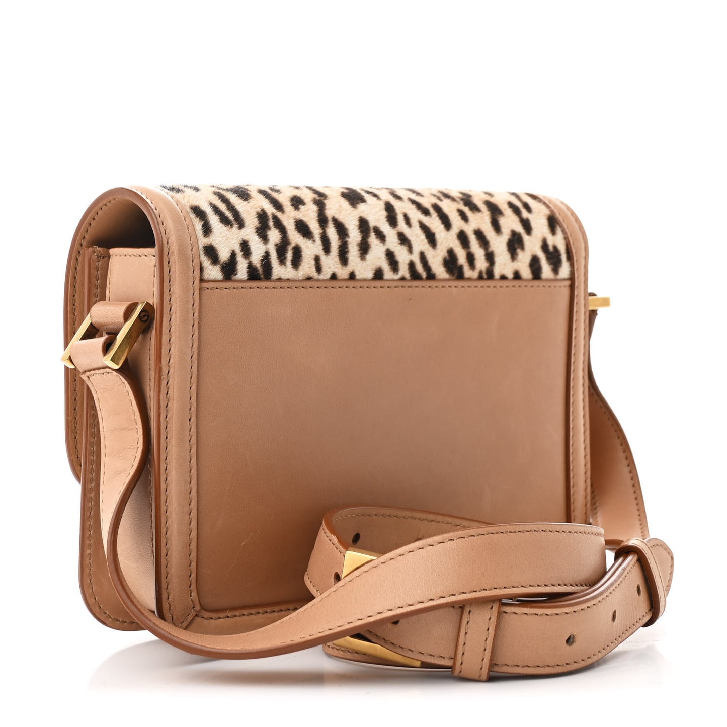 Calfskin Hair Leopard Print Small Solferino Satchel Dust White