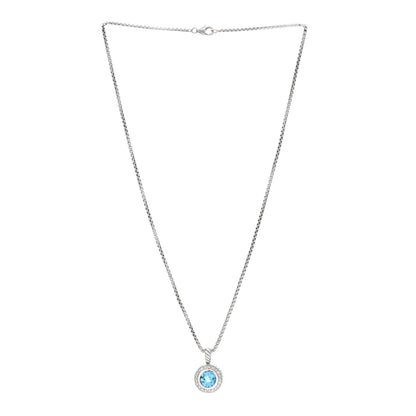 David Yurman Sterling Silver Diamond Blue Topaz 8mm Petite Cerise Pendant Necklace 2 of 4