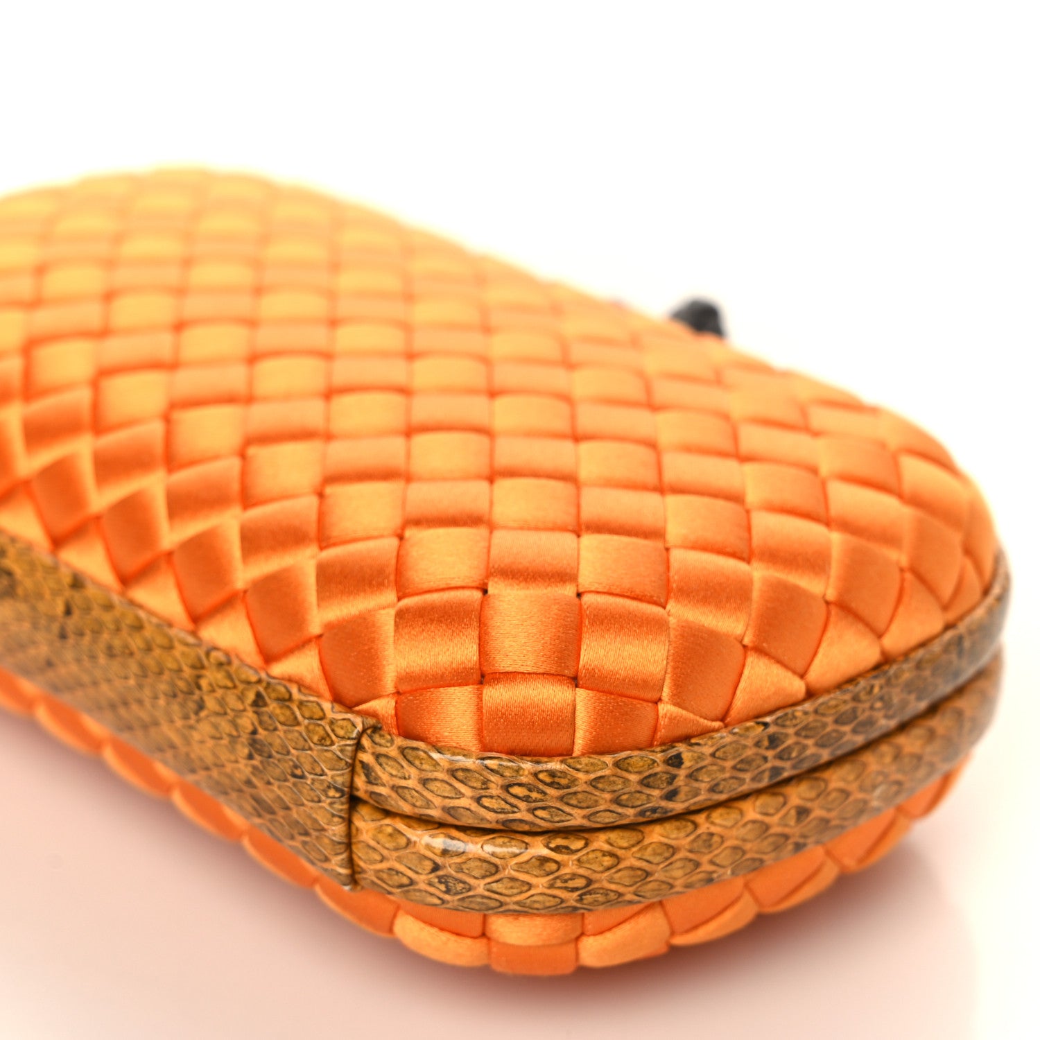 Bottega Veneta Satin Intreccio Impero Ayers Knot Clutch Orange 8 of 8