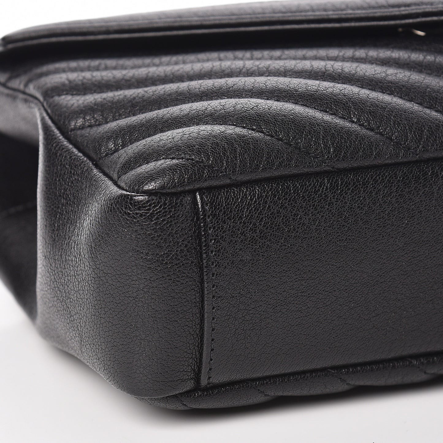 Sheepskin Matelasse Chevron Monogram Medium College Bag Black