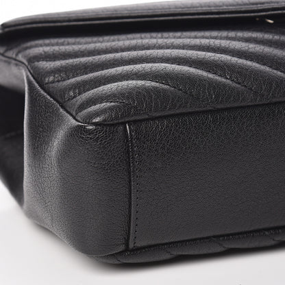 Saint Laurent Sheepskin Matelasse Chevron Monogram Medium College Bag Black 8 of 10