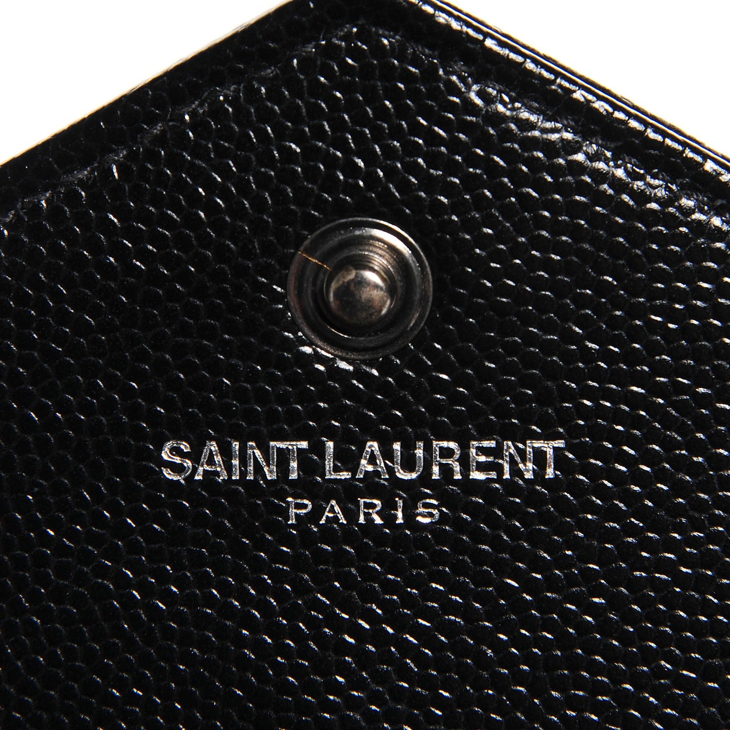Saint Laurent Grain De Poudre Matelasse Chevron Medium Monogram Chain Wallet Black 6 of 7