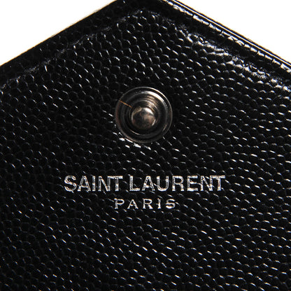 Saint Laurent Grain De Poudre Matelasse Chevron Medium Monogram Chain Wallet Black 6 of 7