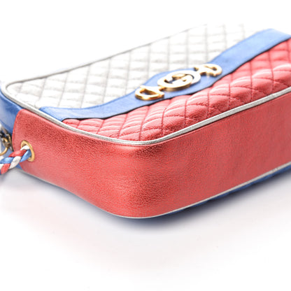Gucci Laminated Nappa Trapuntata Small Zumi Shoulder Bag Rosso Marine Argento 8 of 9