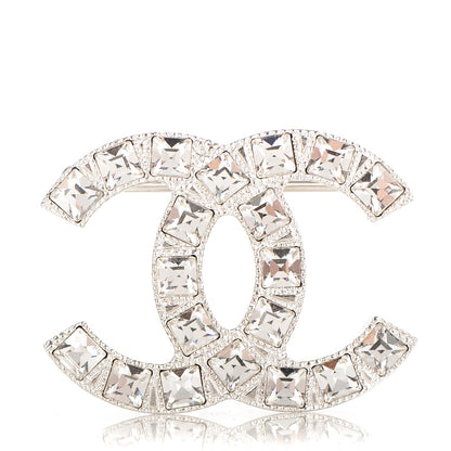 Chanel Baguette Crystal CC Brooch Silver 1 of 4