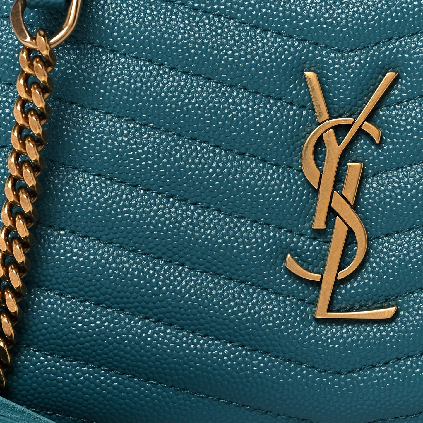 Grain De Poudre Matelasse Monogram Mini Lou Camera Bag Blue Vert