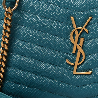 Saint Laurent Grain De Poudre Matelasse Monogram Mini Lou Camera Bag Blue Vert 7 of 12
