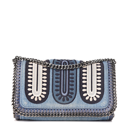 Stella McCartney Eco Denim Embroidered Zigarette Falabella Crossbody Blue 1 of 10