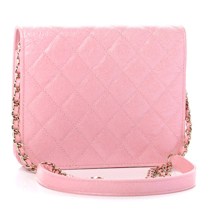 Chanel Iridescent Caviar Quilted Square Wallet On Chain WOC Rose Pink 4 of 19