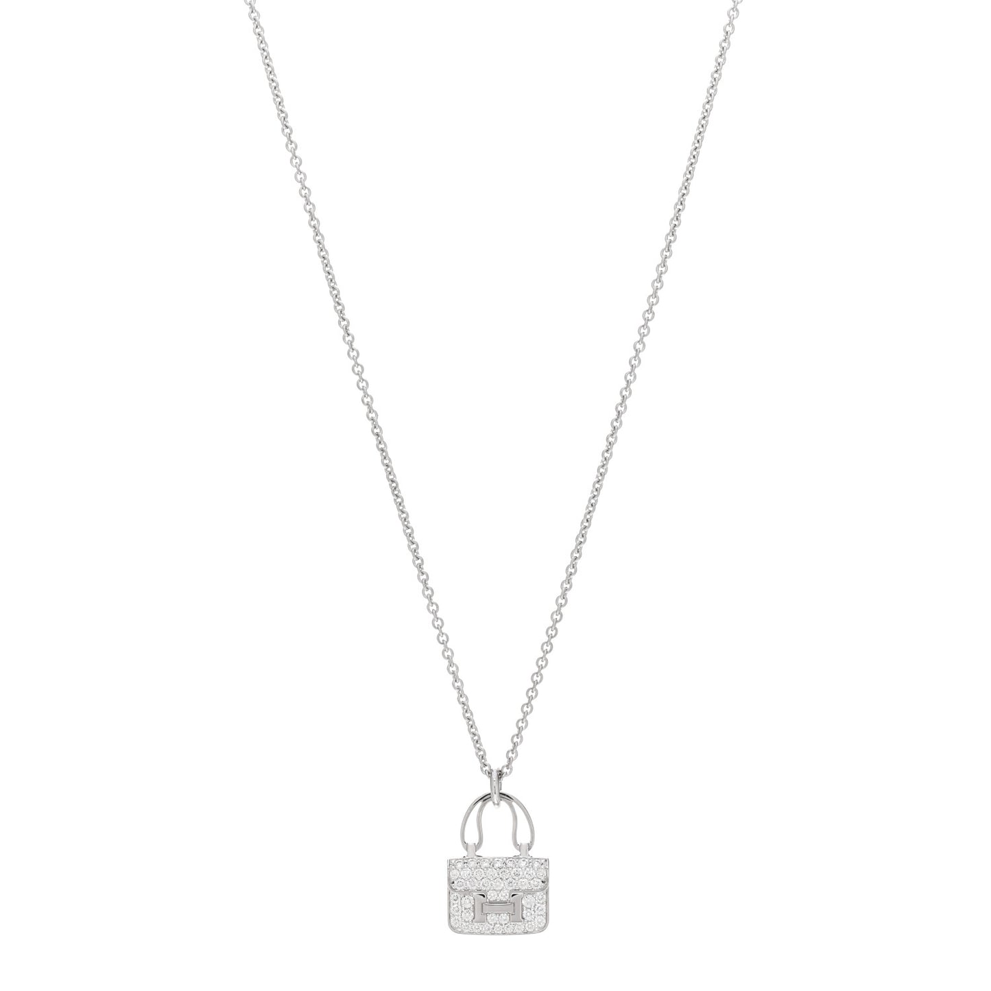 18K White Gold Diamond Constance Amulettes Pendant Necklace
