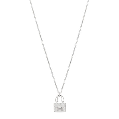 Hermes 18K White Gold Diamond Constance Amulettes Pendant Necklace 1 of 6