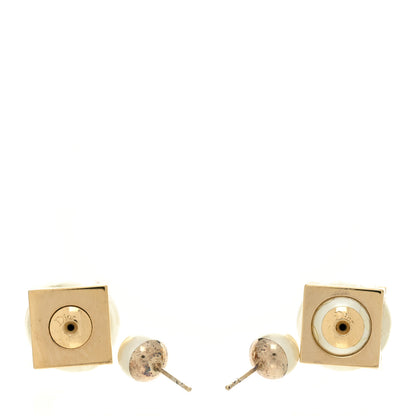 Christian Dior Tribal Cube Earrings Gold 3 of 9