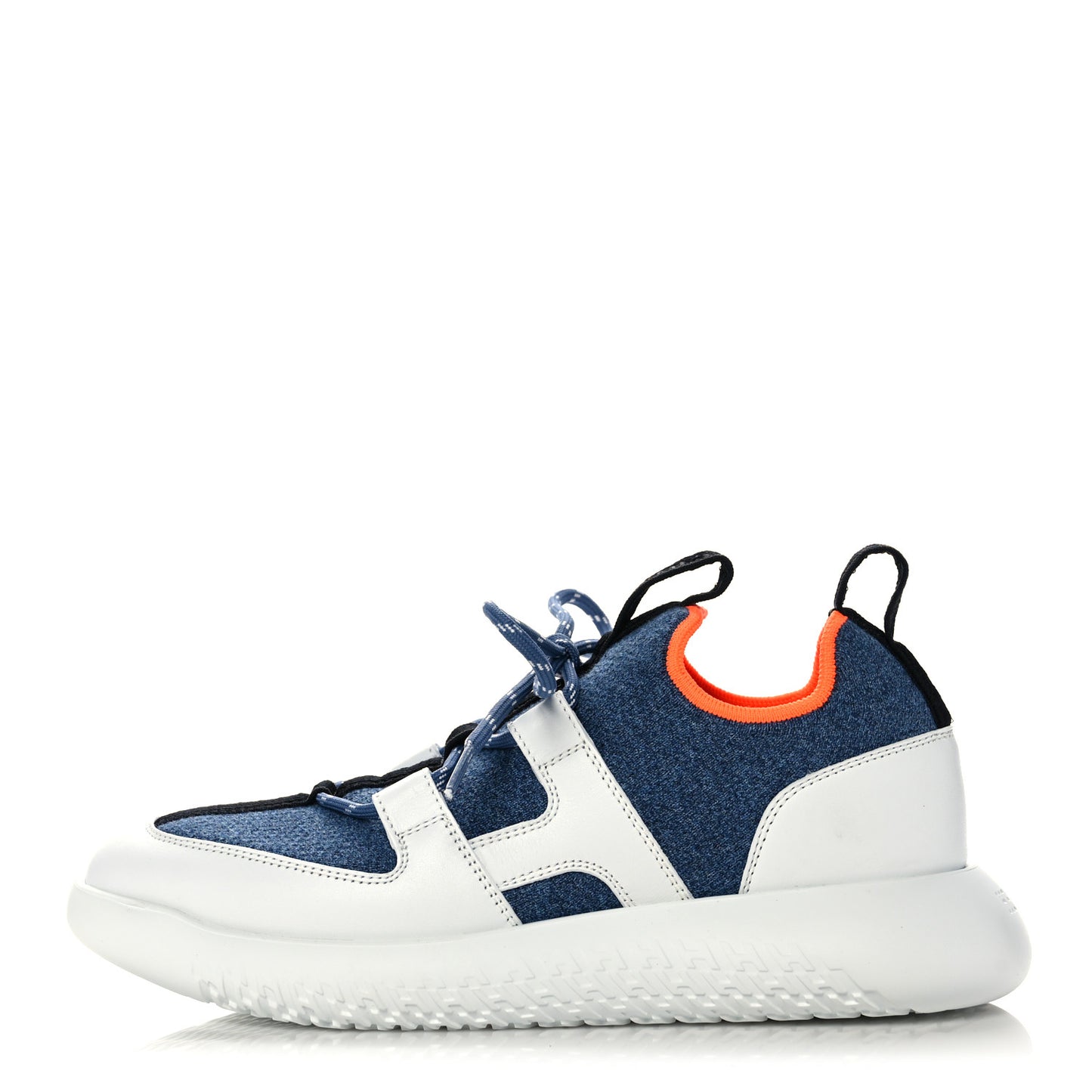 Technical Canvas Calfskin Womens Duel Sneakers 36.5 Blue Jean Multicolor