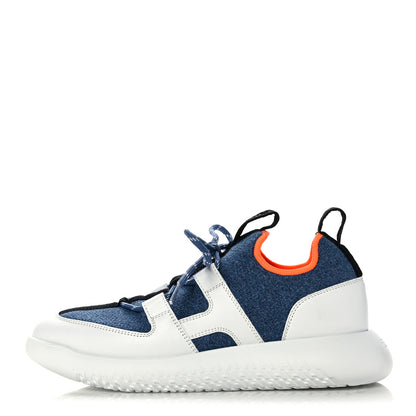 Hermes Technical Canvas Calfskin Womens Duel Sneakers 36.5 Blue Jean Multicolor 1 of 8