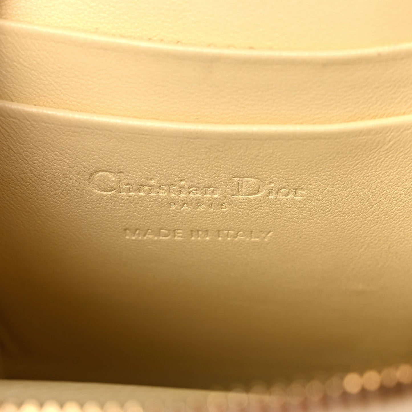 Lambskin Cannage Lady Dior Phone Holder Light Yellow