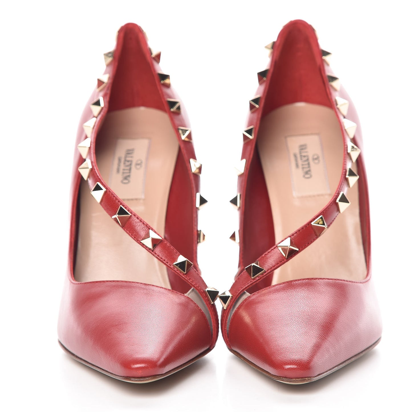 Nappa Rockstud Cross Strap D'Orsay 105mm Pumps 37.5 Rosso Valentino
