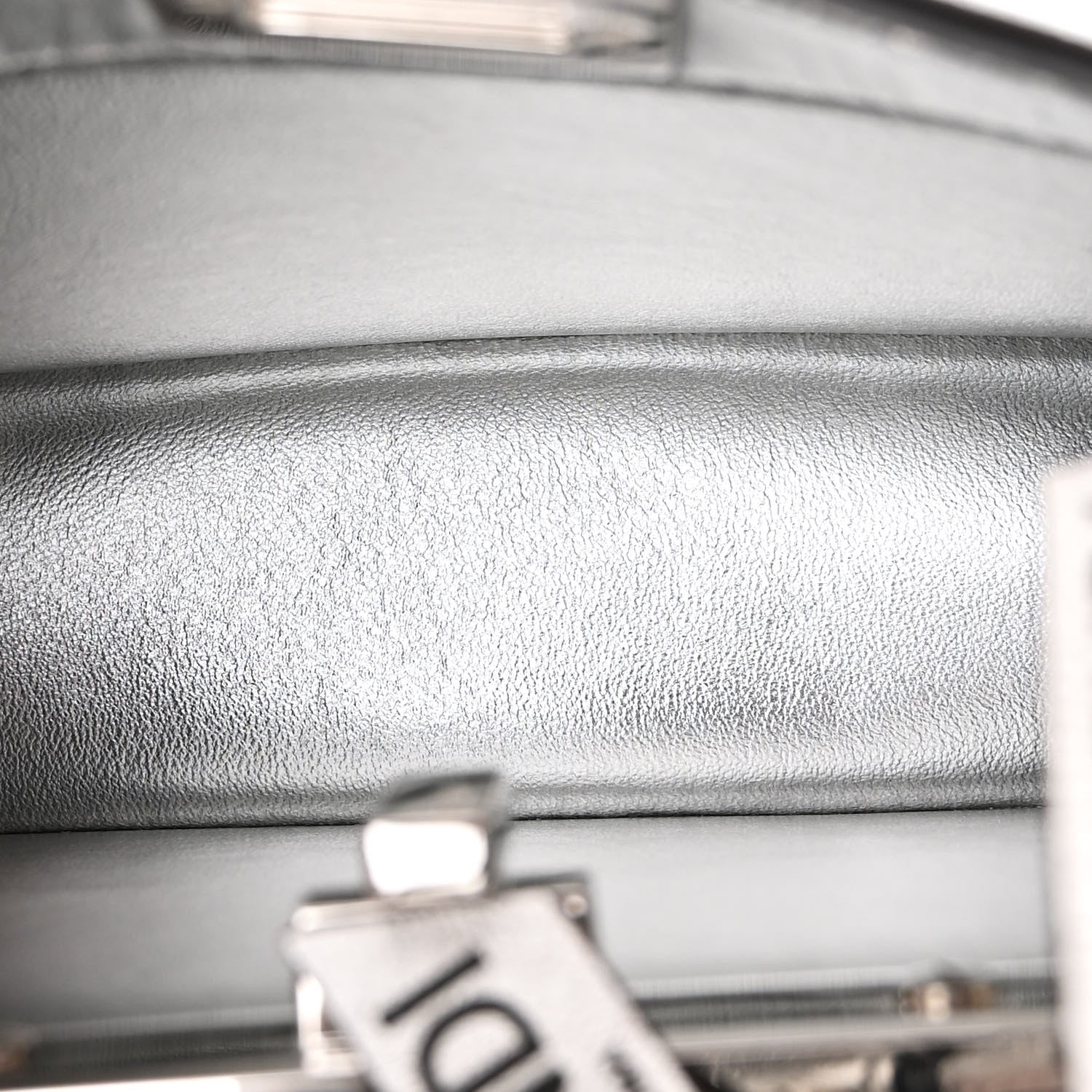 Fendi X MARC JACOBS Vitello Catalan Mirror Petite Peekaboo I SEE U Satchel Argento 5 of 11