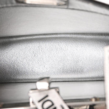 Fendi X MARC JACOBS Vitello Catalan Mirror Petite Peekaboo I SEE U Satchel Argento 5 of 11